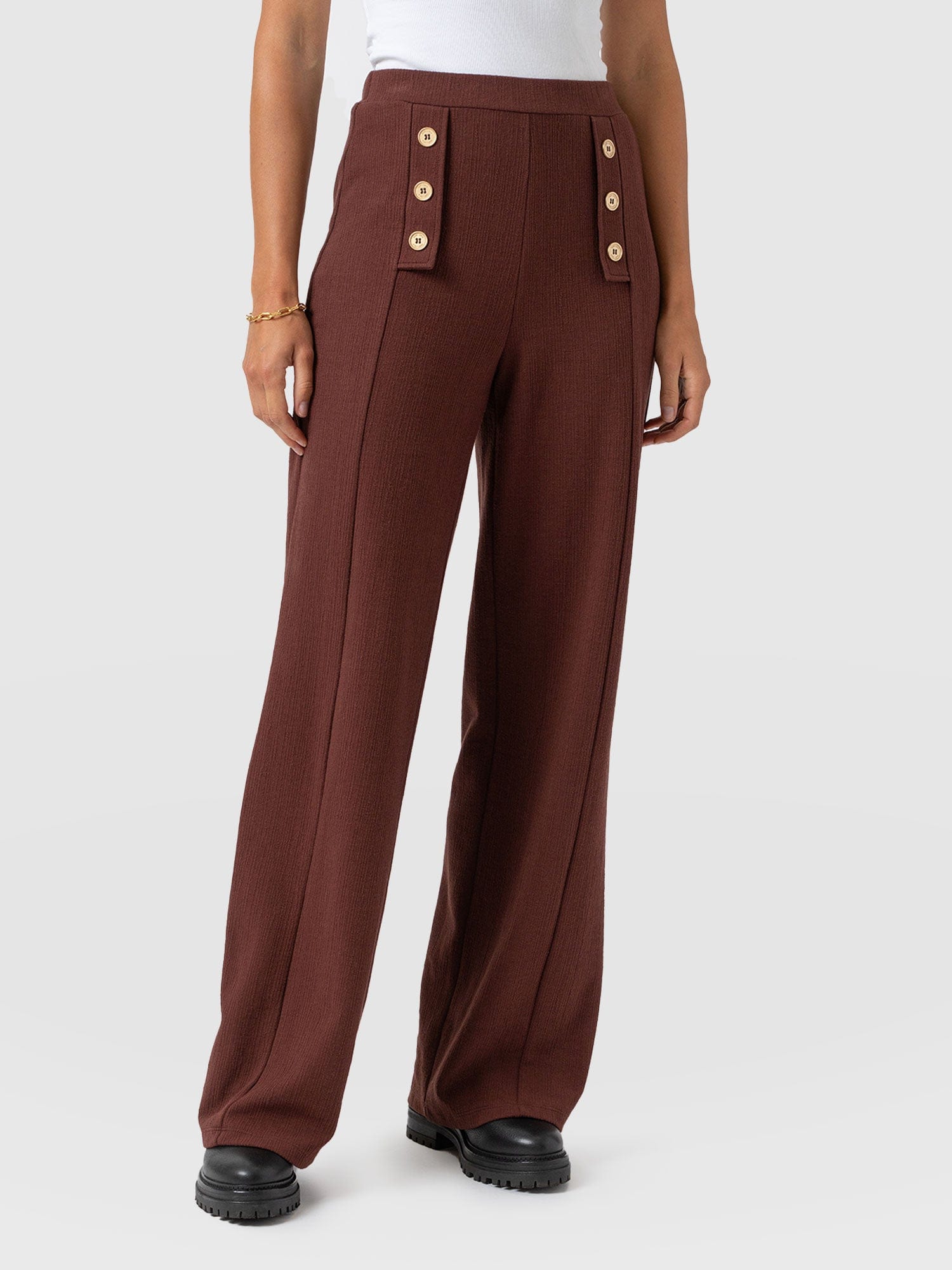 Chelsea Pant - Maroon Textured - Women's Trousers | Saint + Sofia® USA